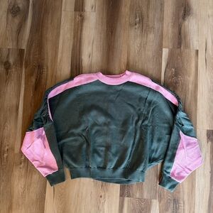 Maeve Anthropologie Colorblock Sweater NWT Size S 100% Cotton Pink Green